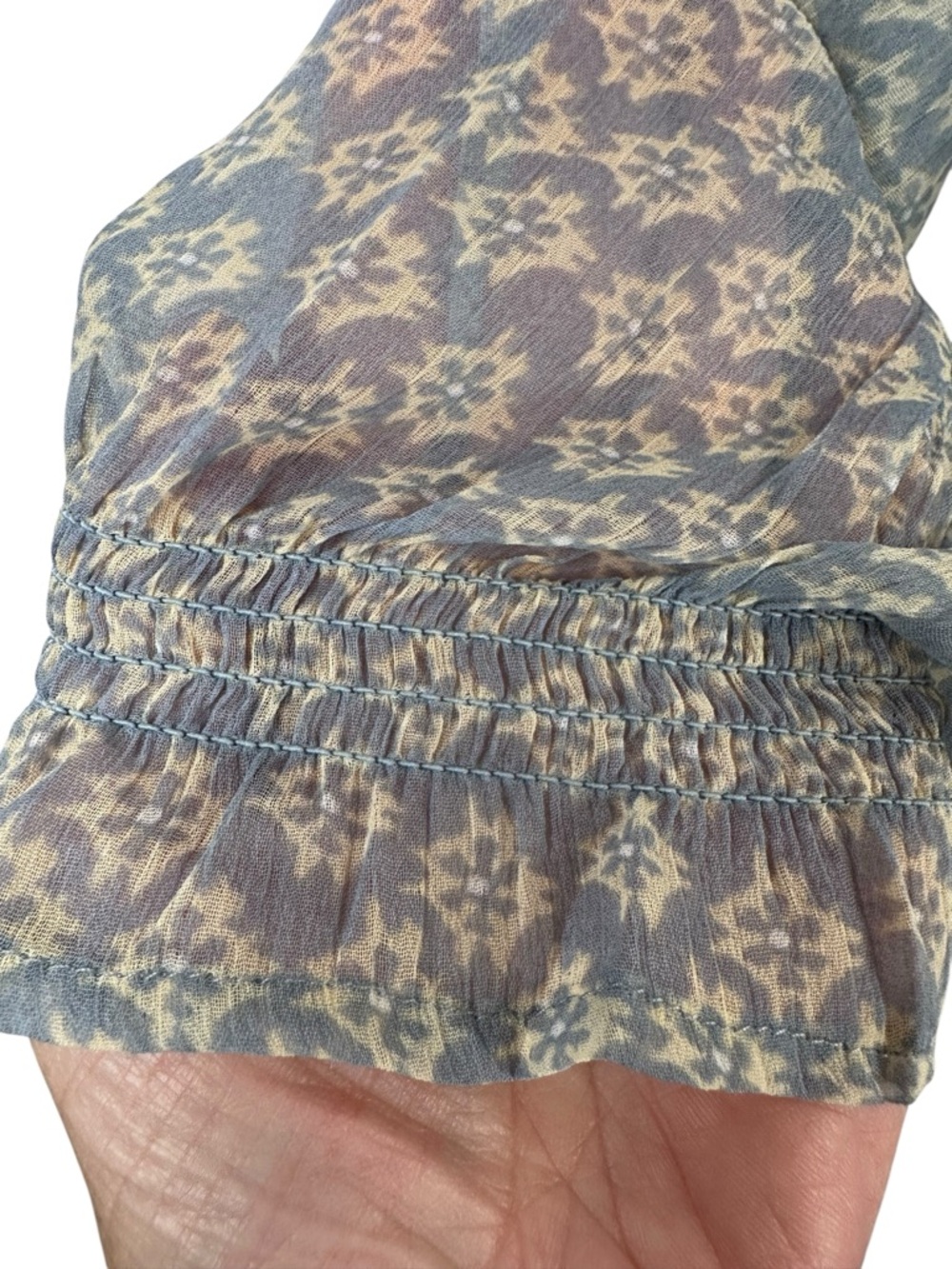 Patrons of Peace Smocked Maxi Dress M Boho Prairie New Romantic Long Sleeve - Picture 10 of 16